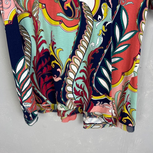 Chicos size 3 /XL touch of cool abstract draped tunic top colorful short sleeve - Picture 12 of 14